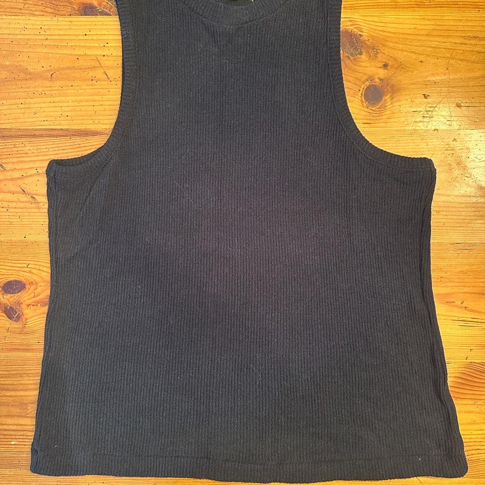 Black Ribbed Sleeveless Top